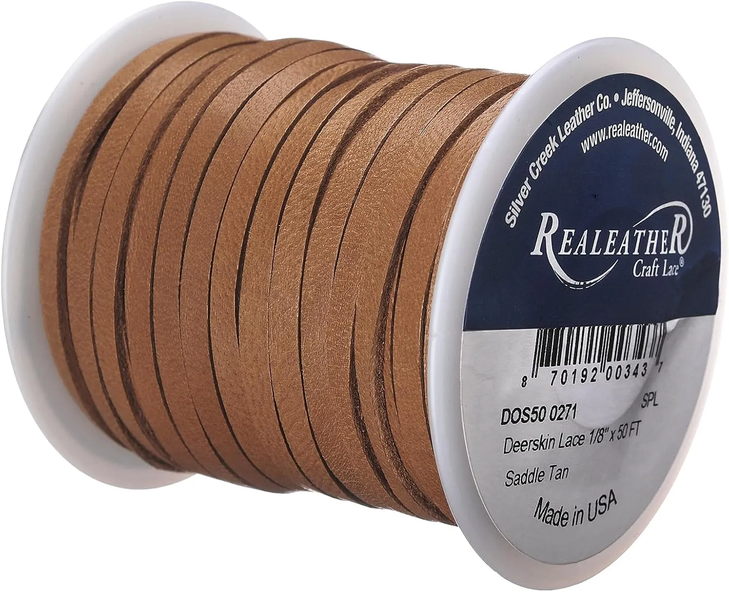 Realeather Crafts Deerskin Lace, Saddle Tan 1/8" x 50'