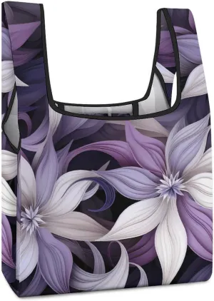 Redbud Purple Flower Plant Reusable Shopping Bag Foldable Grocery Bag Large Capacity Tote Bag for Men Women