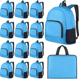 Reginary 24 Pcs Backpack 17" Backpacks Foldable Lightweight Bookbags Student Outdoor Travel School Book Bag with Storage Bag (Blue)