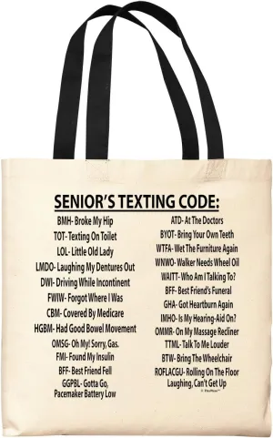 Retirement Gifts for Women Senior's Texting Code Gifts for Retirement Canvas Tote Bag IT-01