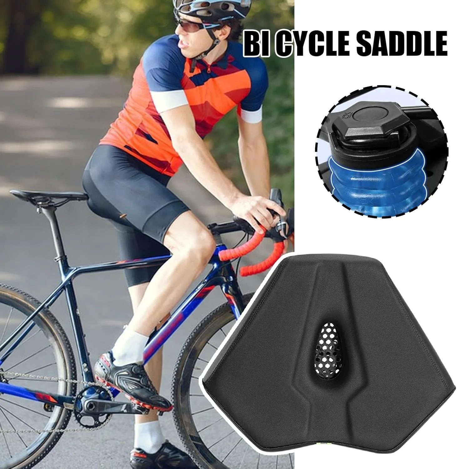 Road Bike Saddle,Wide Bike Seat Cushion | Shock Absorbing Ergonomic Cushion, Cycling Accessories for Men Women Youth Rider Travel