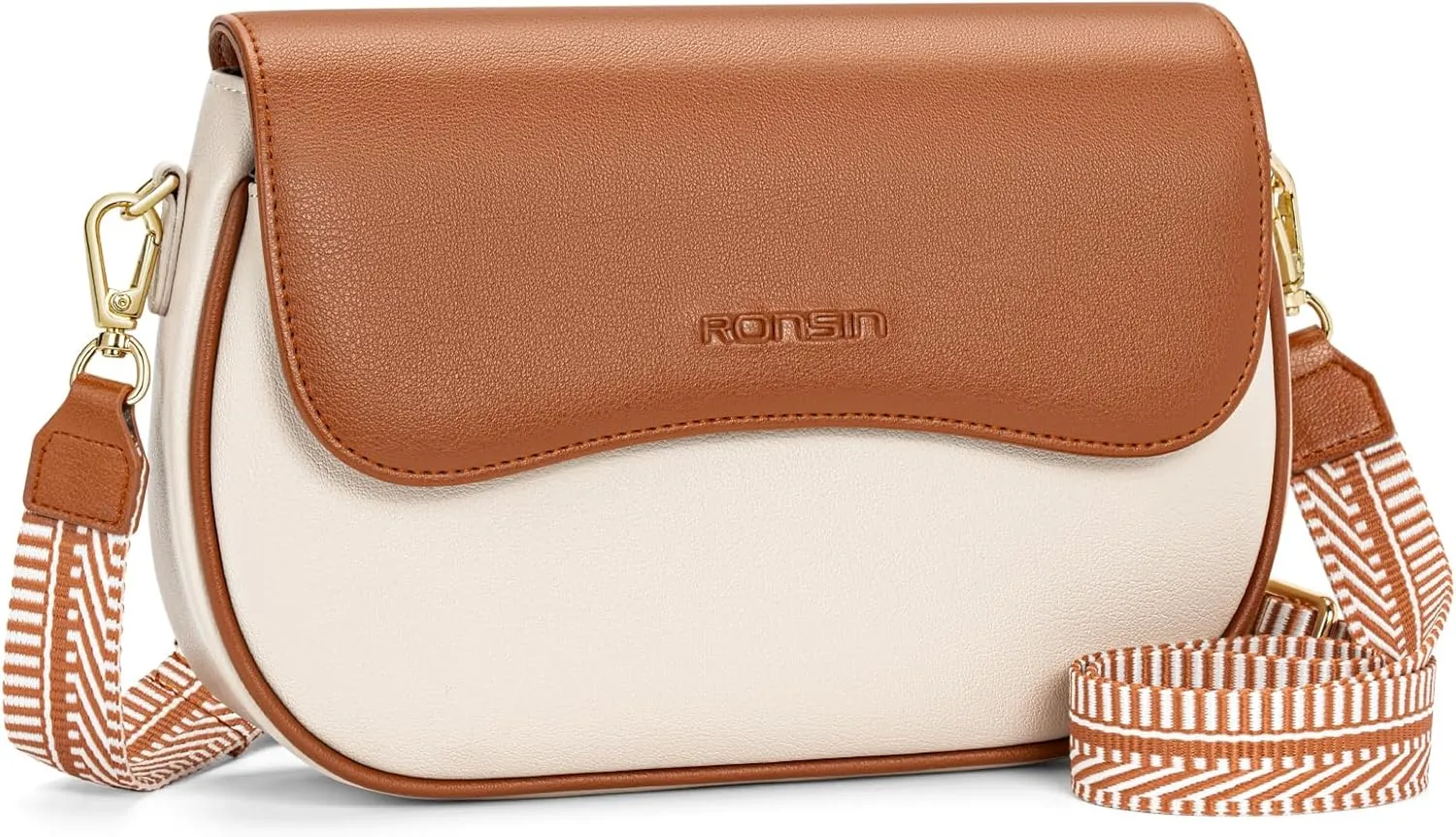 RONSIN Flap Saddle Bag for Women Crossbody Wallet Purse with RFID Card Saddle Purse Adjustable Strap Crossbody Bags