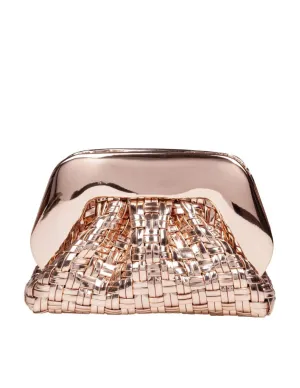 Rose Gold Mirror Effect Vegan Fabric Clutch Bag