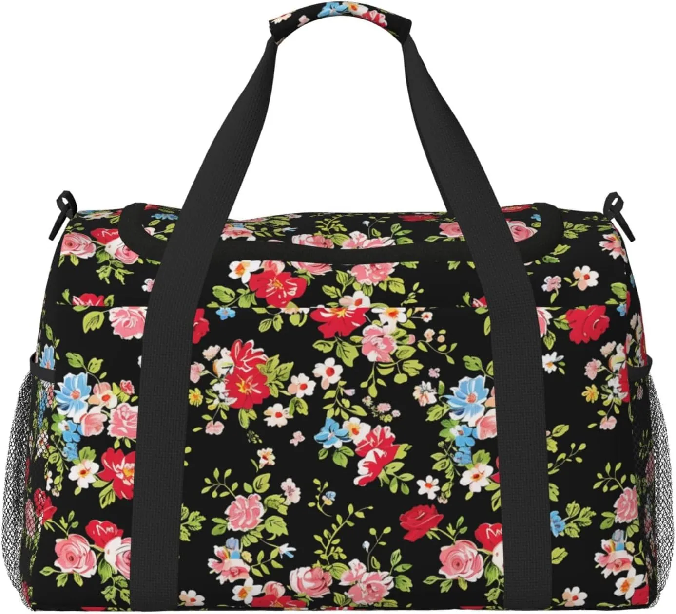 Roses Wildflowers Duffle Bag Foldable Travel Tote Bag Carry On Large Weekender Overnight Bags Waterproof Gym Bag For Women Men