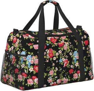 Roses Wildflowers Duffle Bag Foldable Travel Tote Bag Carry On Large Weekender Overnight Bags Waterproof Gym Bag For Women Men