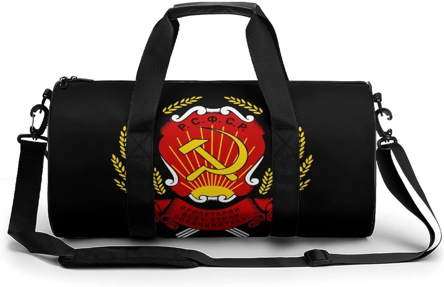 Russian Soviet Federative Socialist Republic Print Gym Sport Bag Travel Duffel Bags Weekender Carry on Tote Bags for Women Men