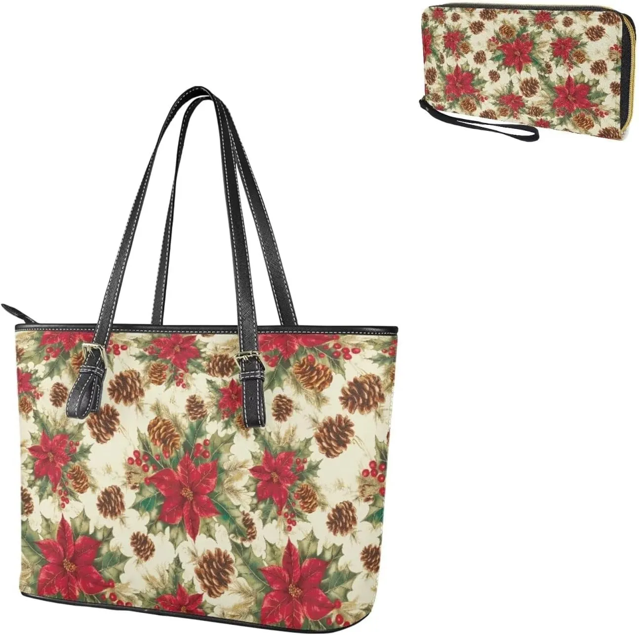 Saddle Bag for Women Shoulder Bag Purse Matched Wristlet Wallet Set of 2