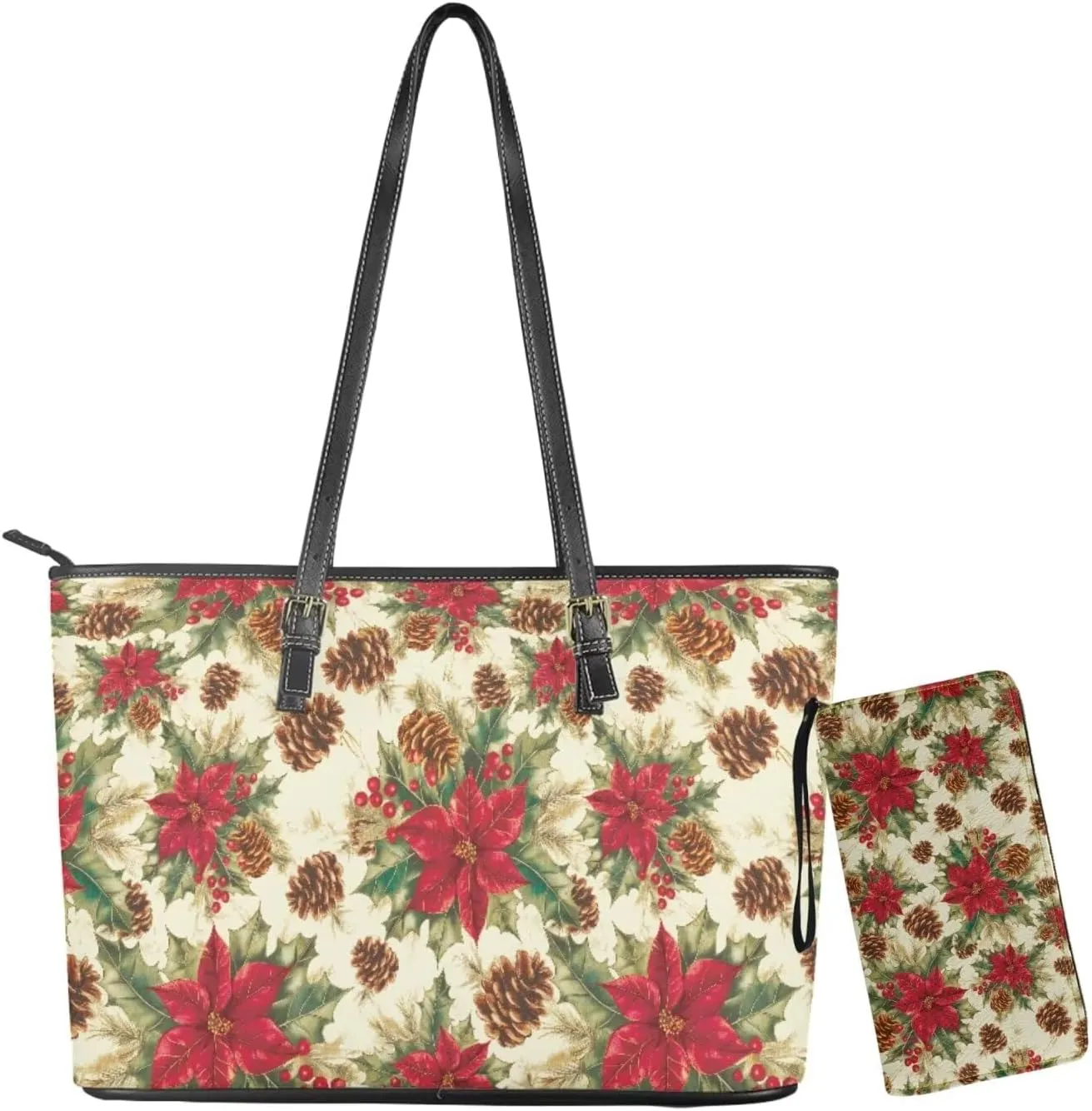 Saddle Bag for Women Shoulder Bag Purse Matched Wristlet Wallet Set of 2