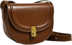 Saddle Bag for Women Vintage Leather Cross Body Purse Single Shoulder Bag with Adjustable Strap Satchel Ladies Purse
