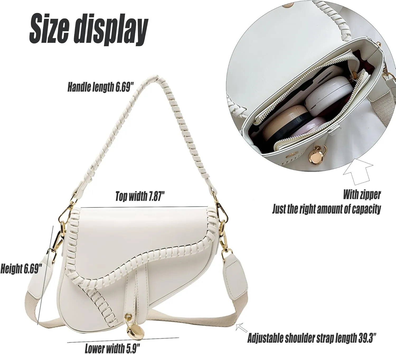 Saddle Shoulder Bag,Saddle Underarm Bag with Crossbody Shoulder Strap,Retro Crossbody Bags Underarm Vintage Handbag Satchel