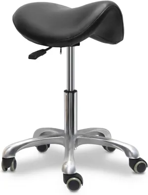 Saddle Stool can be Tilted, with a Hydraulic Adjustable Height Rotating Stool, Suitable for Office desks, clinics, Dentists, and spa Centers (Black)