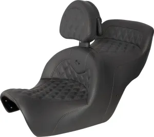 Saddlemen Roadsofa Lattice Stitch Black Seat w/Driver Backrest for 1988-2000 GL1500 (H88-07-182BR)