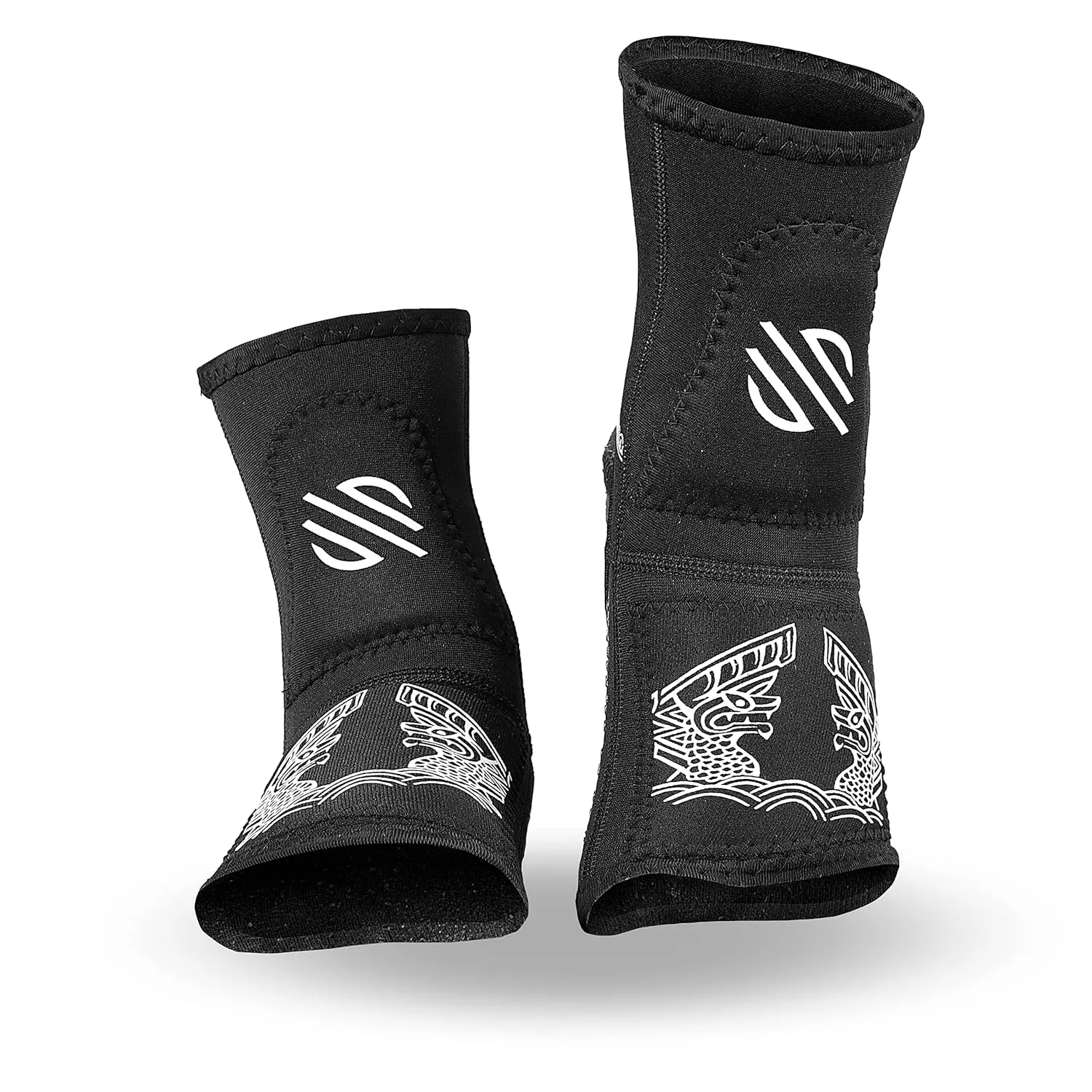 Sanabul Battle Forged Striking Gel Ankle Guard for MMA Muay Thai Kick Boxing 1 Pair - Black/White, Large/X-Large