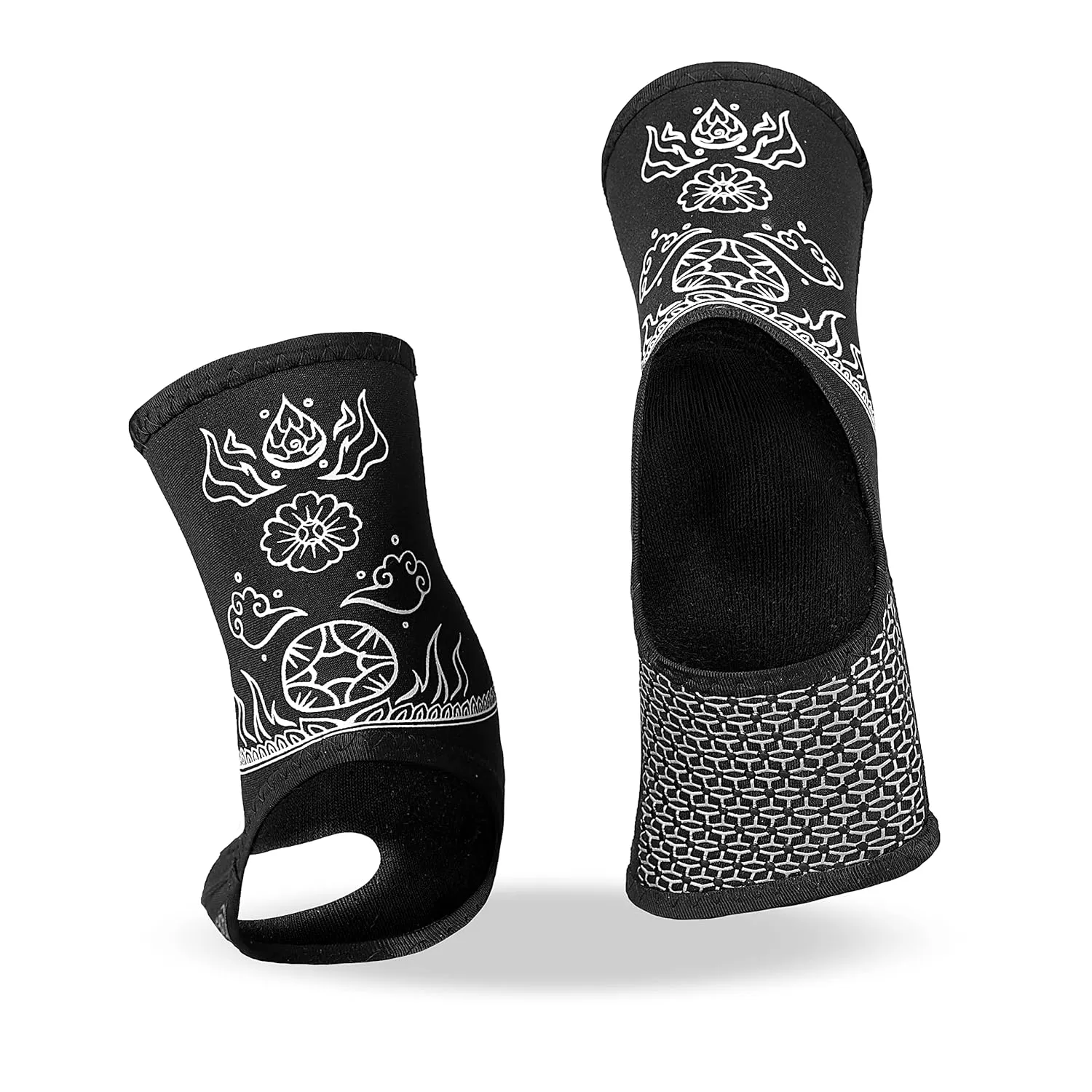 Sanabul Battle Forged Striking Gel Ankle Guard for MMA Muay Thai Kick Boxing 1 Pair - Black/White, Large/X-Large