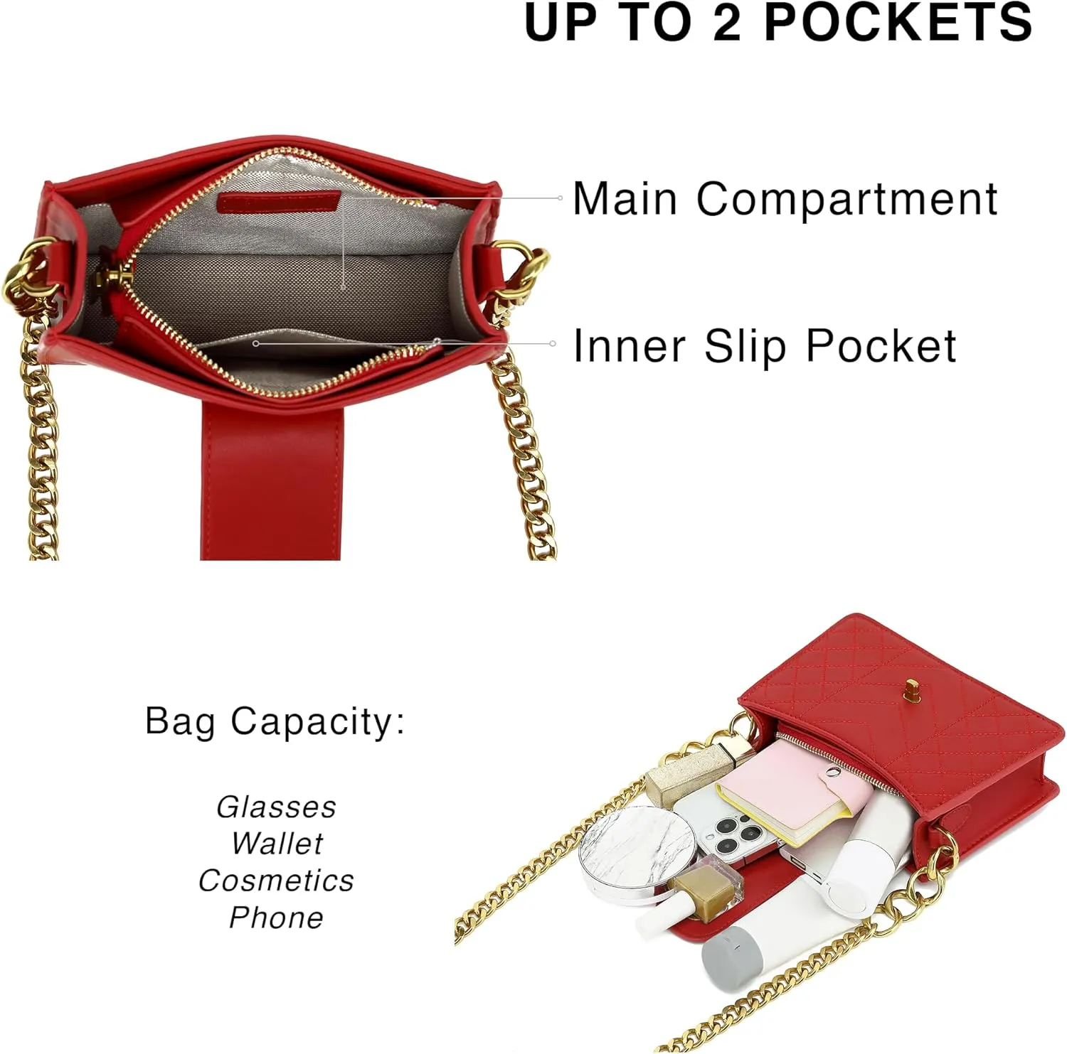 Scarleton Crossbody Bags for Women, Quilted Shoulder Bag Purse, Gold Chain Crossbody Bag Purses for Women, H2117
