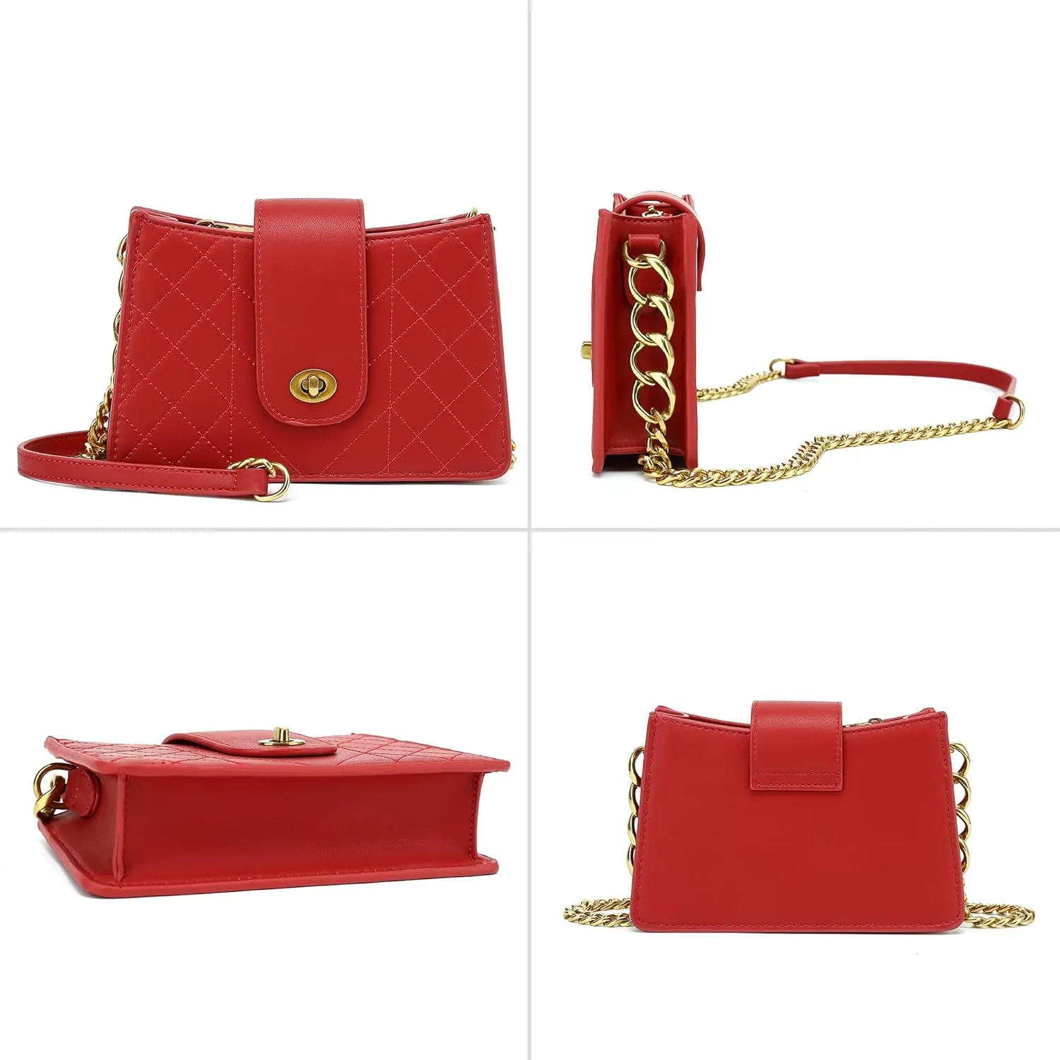 Scarleton Crossbody Bags for Women, Quilted Shoulder Bag Purse, Gold Chain Crossbody Bag Purses for Women, H2117