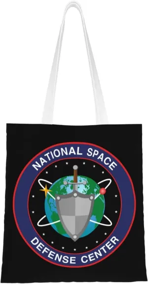 Seal Of The National Space Defense Center Tote Bag for Women Canvas Shopping Bags Reusable Large Capacity Casual Shoulder Handbags Grocery Bags DIY Gift Bags