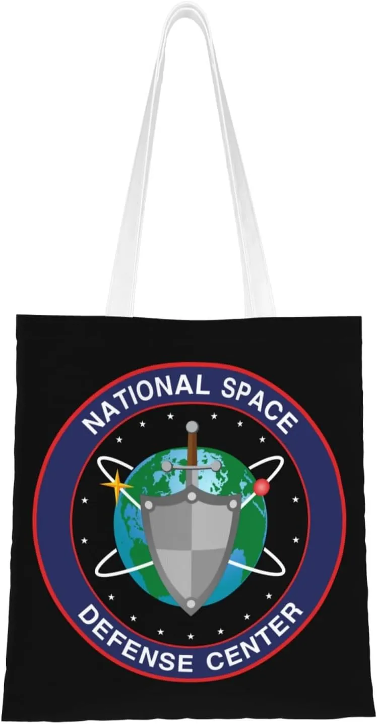 Seal Of The National Space Defense Center Tote Bag for Women Canvas Shopping Bags Reusable Large Capacity Casual Shoulder Handbags Grocery Bags DIY Gift Bags