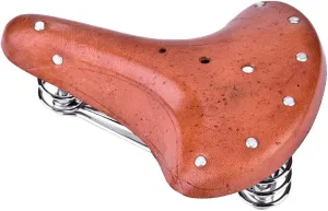 Seat, PU Leather Vintage Saddle Shock Absorbing Sitting Cycling Saddle Cushion Seat for Mountain Road, 10.2 x 8.5 x 3.9 in