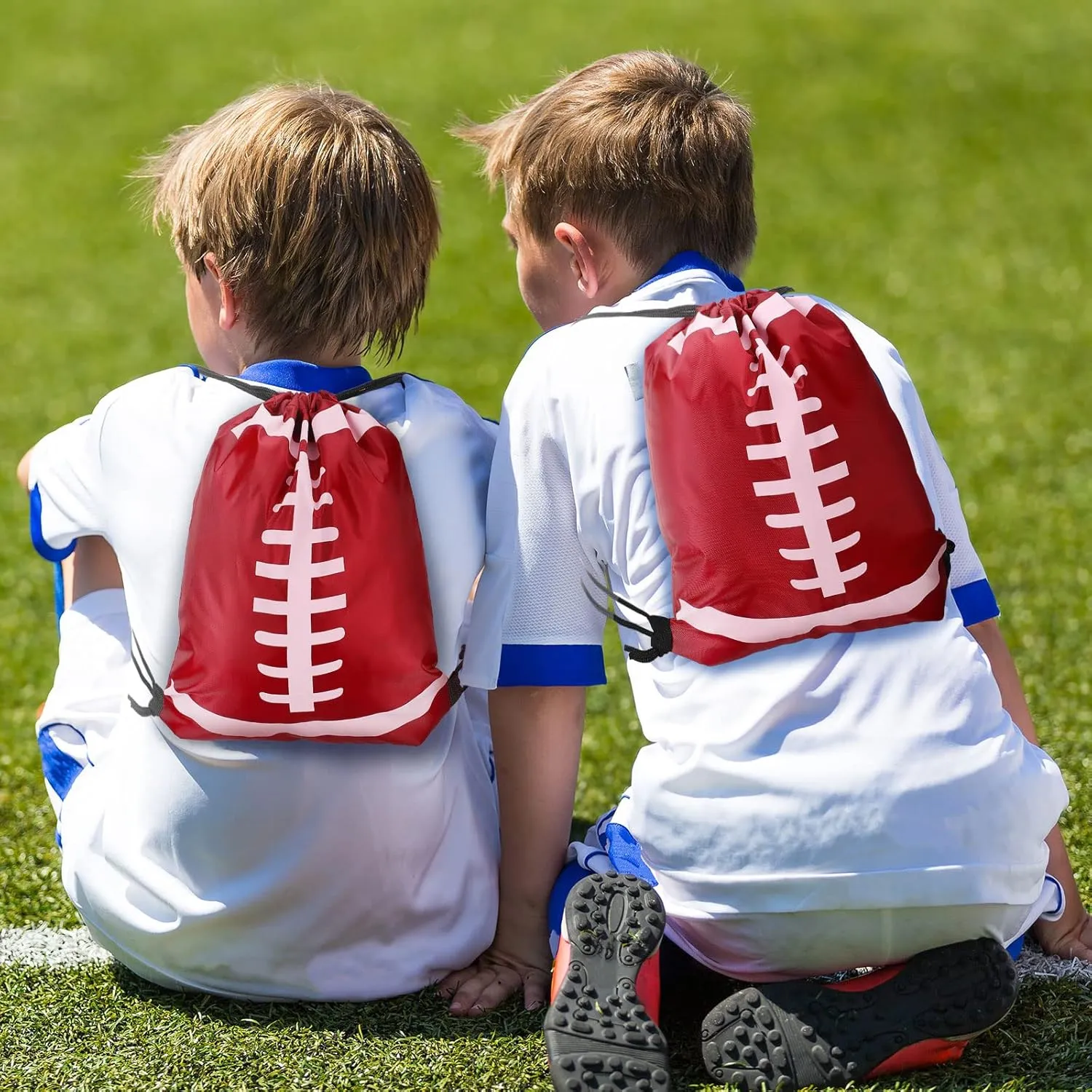 Shappy 12 Pieces Small Sport Drawstring Bags Candy Bag Sport Party Drawstring Goodie Favor Supplies Gifts(Football,10 x 12 Inch)