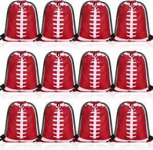 Shappy 12 Pieces Small Sport Drawstring Bags Candy Bag Sport Party Drawstring Goodie Favor Supplies Gifts(Football,10 x 12 Inch)