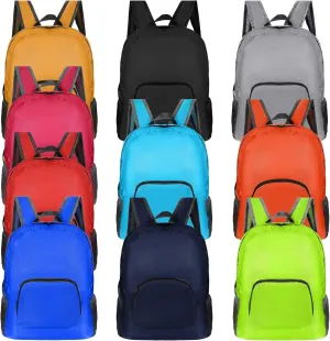 Sherr 10 Pack 17" Classic Backpacks in Bulk Foldable Lightweight Back Packs Basic Assorted Colorful Classic bags for Travel (Mixed Color)