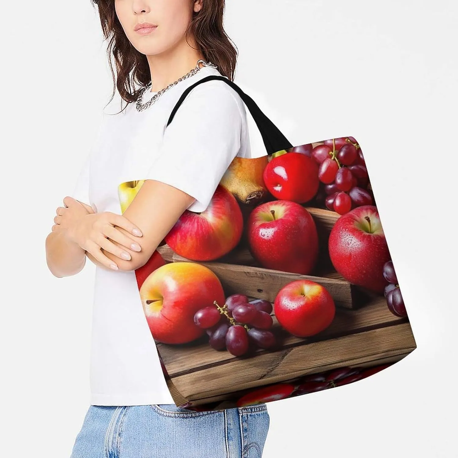 Shopping Bag for Women, Various Fruits Tote Bag, Large Capacity Shoulder Bags for Groceries Travel