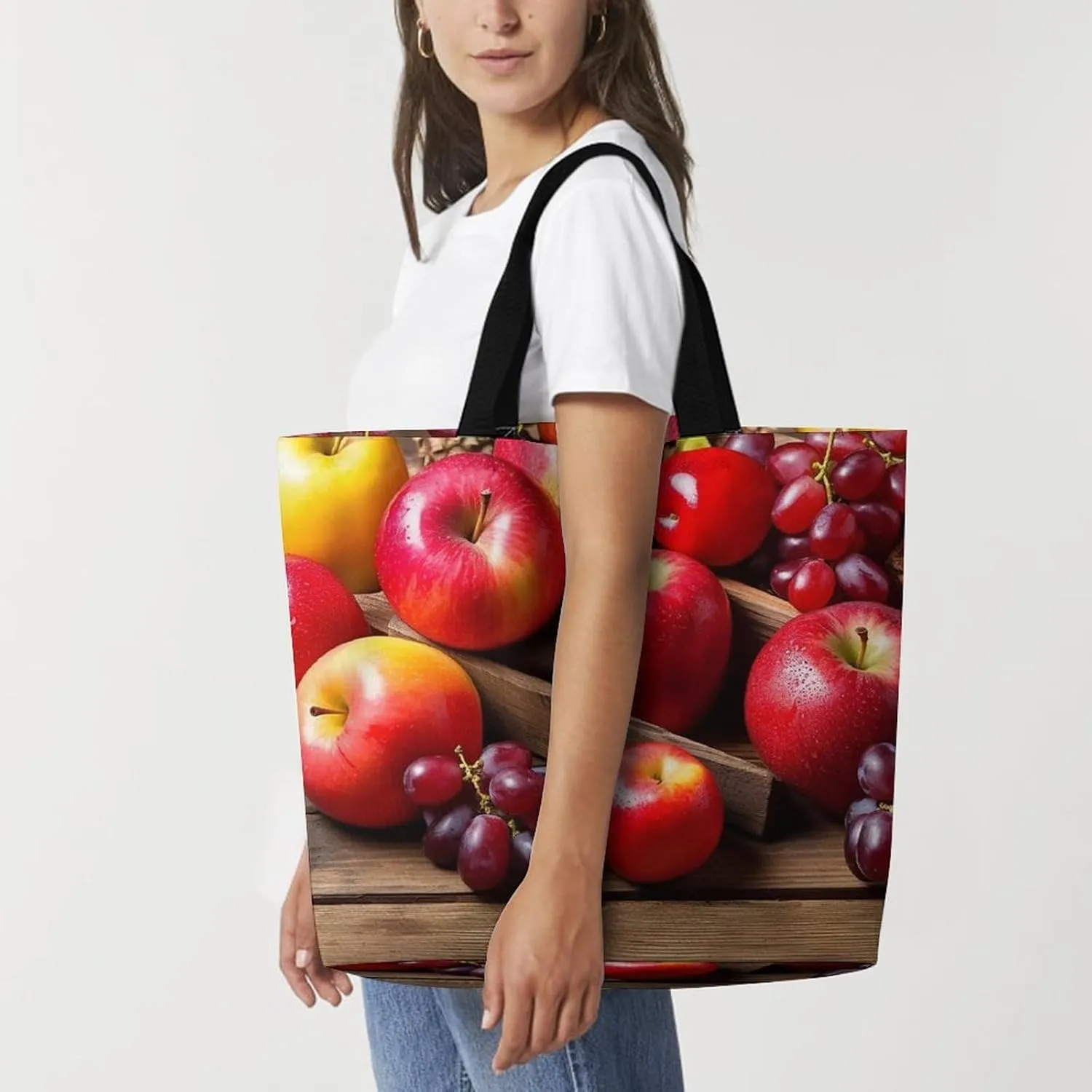 Shopping Bag for Women, Various Fruits Tote Bag, Large Capacity Shoulder Bags for Groceries Travel
