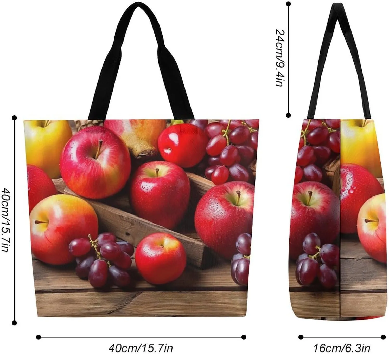 Shopping Bag for Women, Various Fruits Tote Bag, Large Capacity Shoulder Bags for Groceries Travel