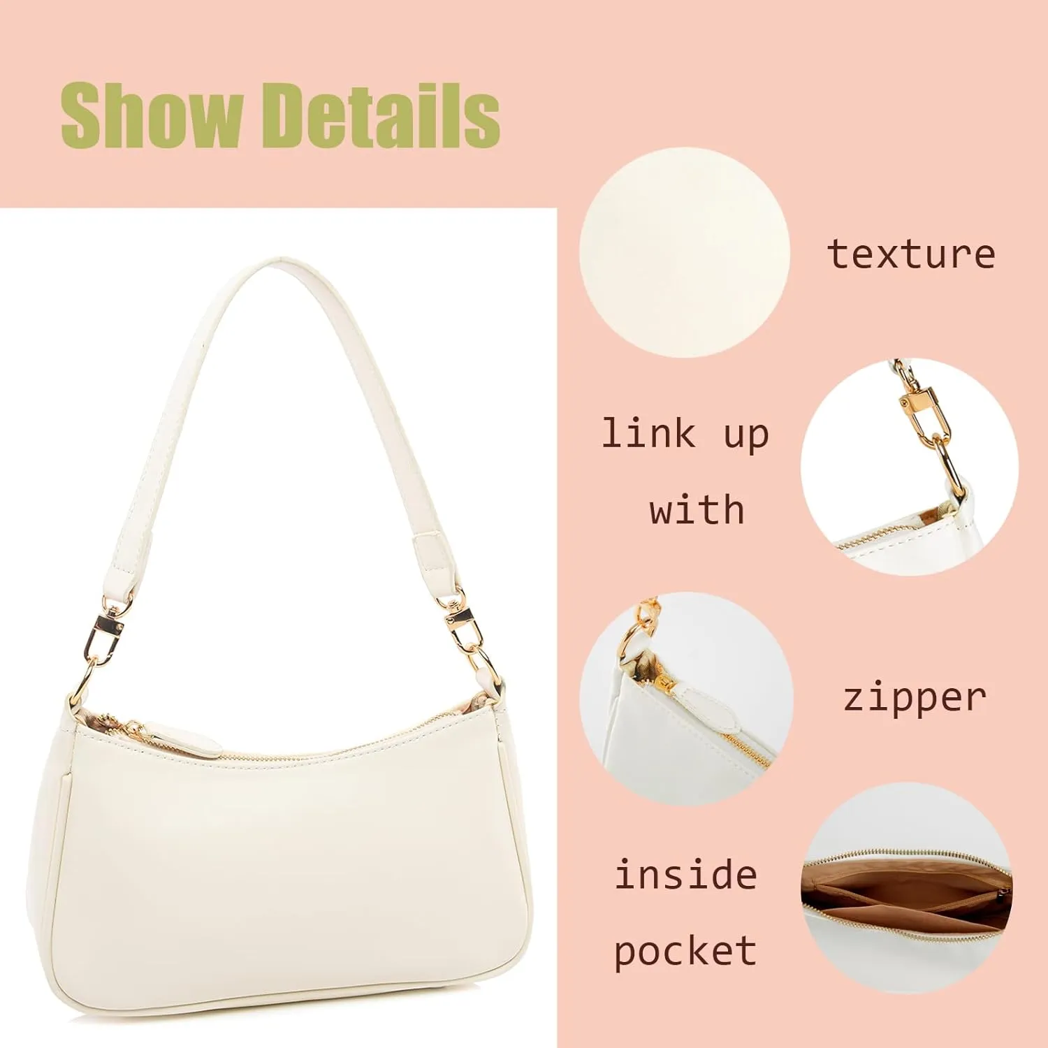 Shoulder Bag for women Crossbody Bags Retro Classic Small Hobo Purse Clutch Tote Handbags with Zipper Closure