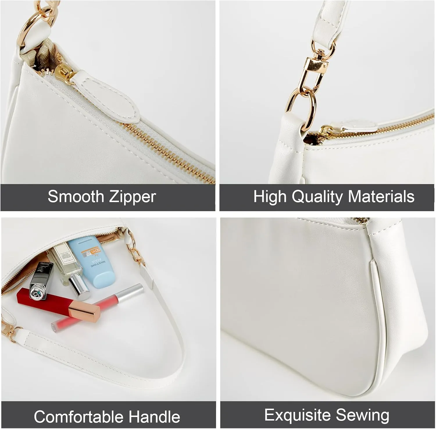 Shoulder Bag for Women with 2 Removable Straps and Zipper Closure Crossbody Bags Clutch Tote HandBags Purses