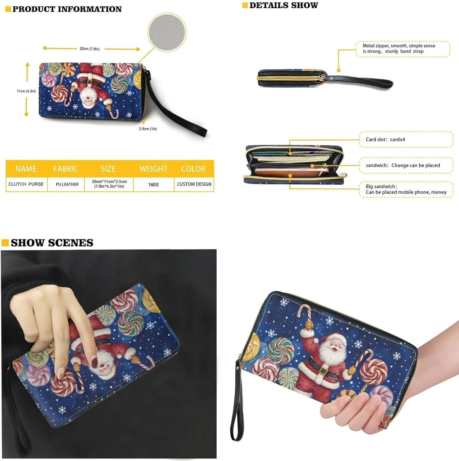 Shoulder Bag Set of 2 Christmas Purse for Women Small Wrist Strap Wallet