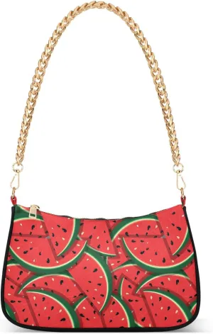 Shoulder Bags for Women, Slices Of Red Watermelon Hobo Tote Handbag wallet Mini Purse with Zipper