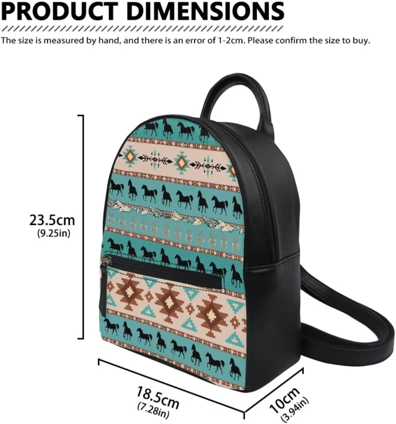 Showudesigns Aztec Horse Backpack Purse Set for Women Mini Backpacks Wallets Leather Shoulder Bag for School Travel Mini Casual Daypack Zipper Tote Bags Handbag 2 Pack Tribal