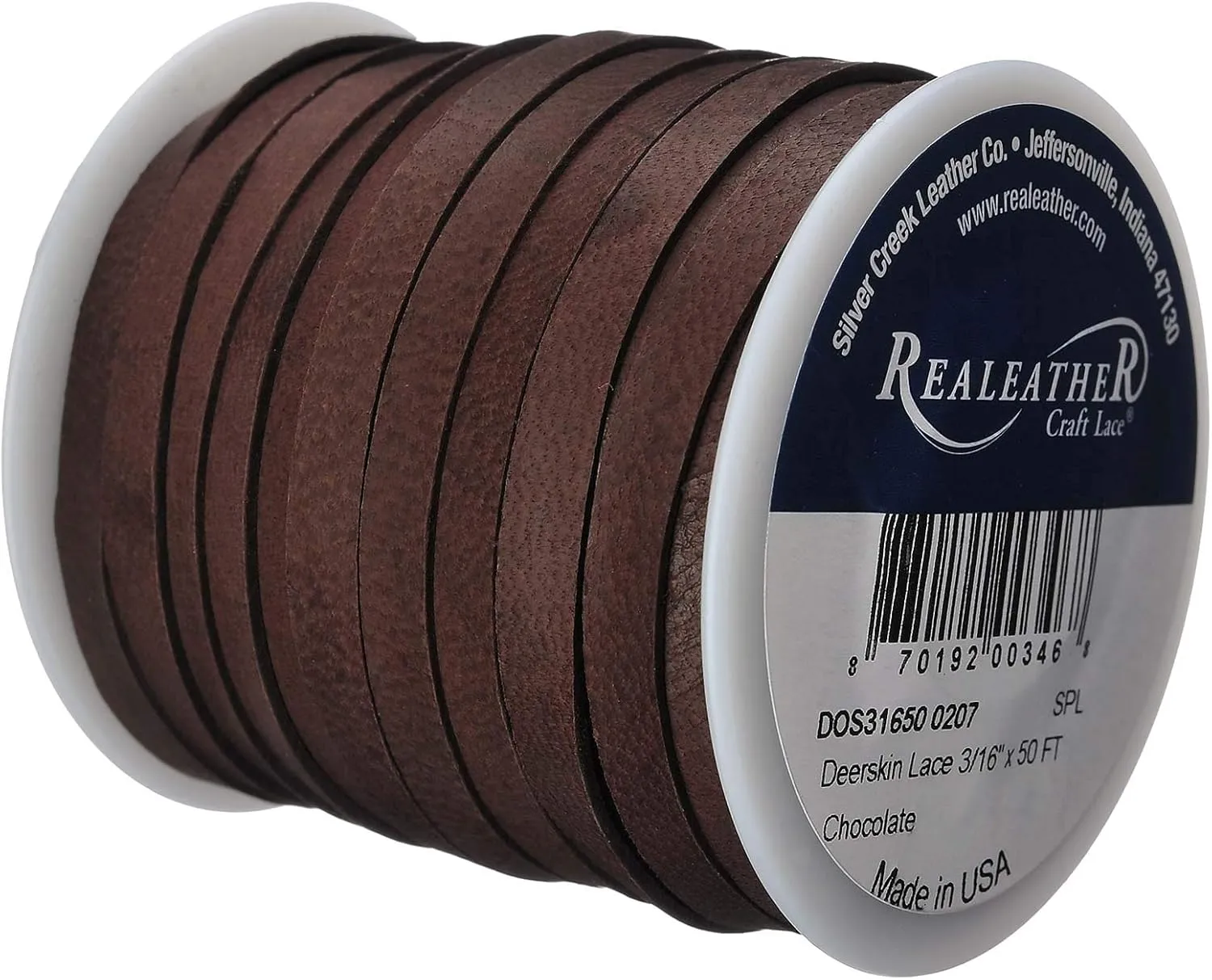 Silver Creek Leather Co Realeather Deerskin Leather Lace for Crafts and Jewelry Making, 3/16" x 50', Chocolate