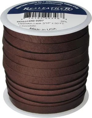 Silver Creek Leather Co Realeather Deerskin Leather Lace for Crafts and Jewelry Making, 3/16" x 50', Chocolate
