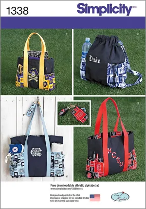 Simplicity 1338 Tote Bag, Backpack, and Coin Purse Sewing Pattern, One Size