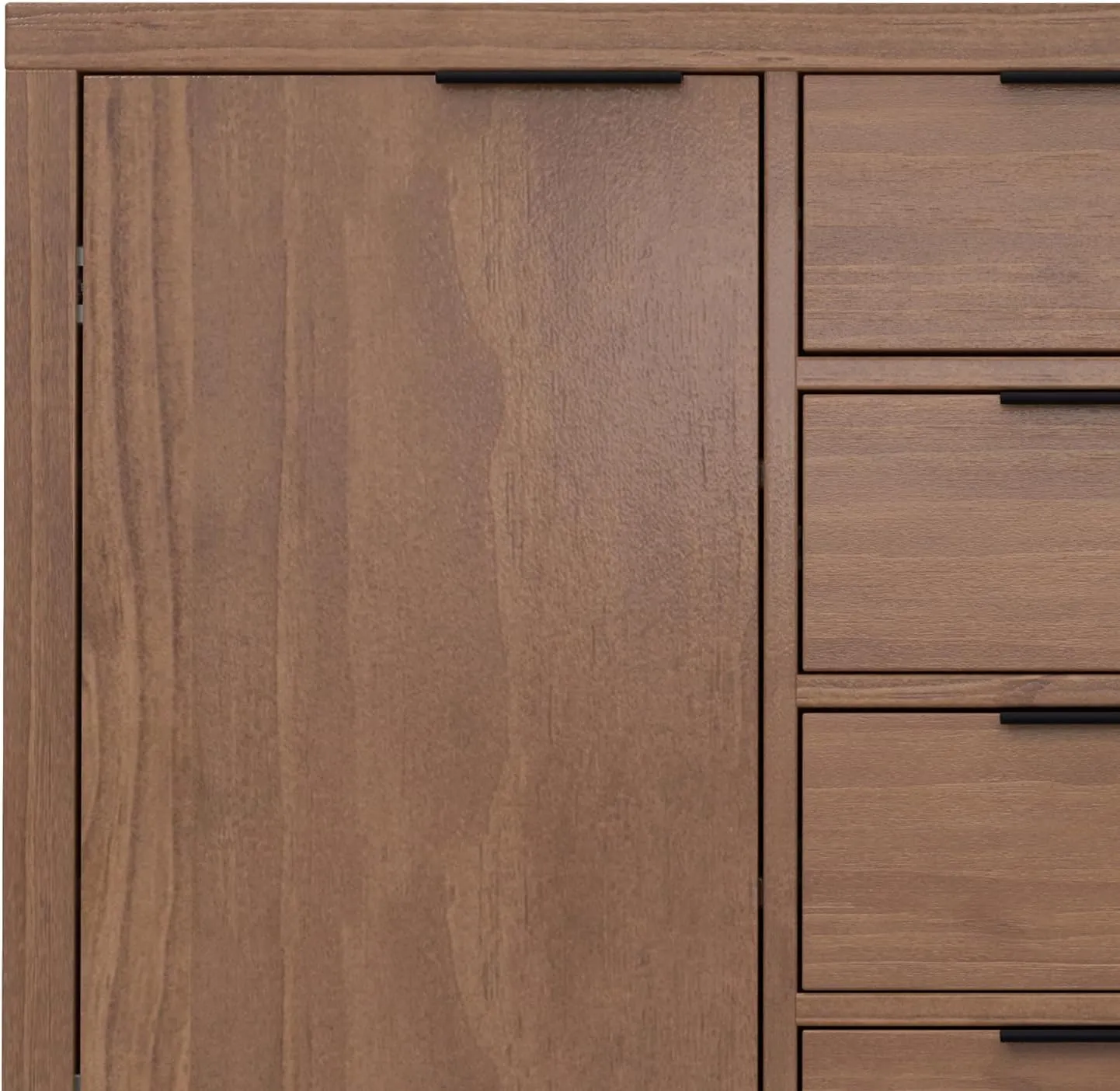 SIMPLIHOME Hollander Buffet - 54 inch Wide Solid Wood 3-Door Sideboard Buffet in Medium Saddle Brown, Contemporary Storage Cabinet for Dining Room or Kitchen with Adjustable Shelves and Metal Handles