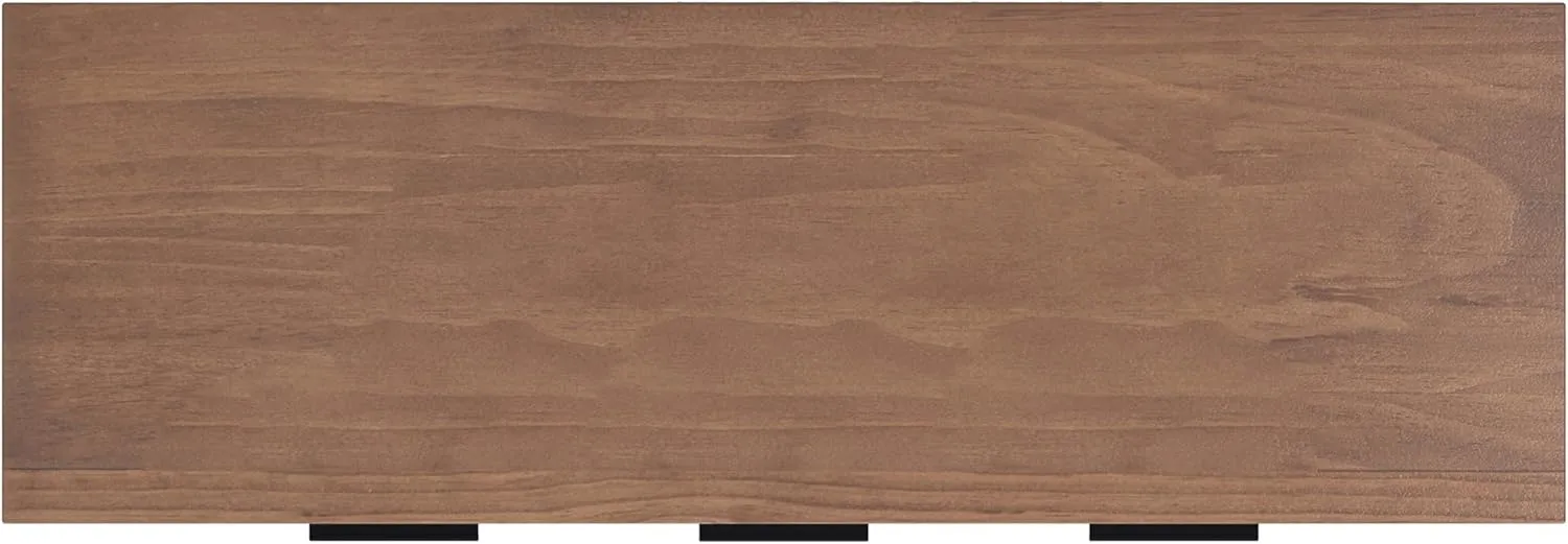 SIMPLIHOME Hollander Buffet - 54 inch Wide Solid Wood 3-Door Sideboard Buffet in Medium Saddle Brown, Contemporary Storage Cabinet for Dining Room or Kitchen with Adjustable Shelves and Metal Handles