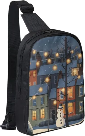 Sling Backpack Crossbody Sling Bag for Men Women Cross Chest Bag Clipart Snowman Shoulder Bag Travel Hiking Daypack