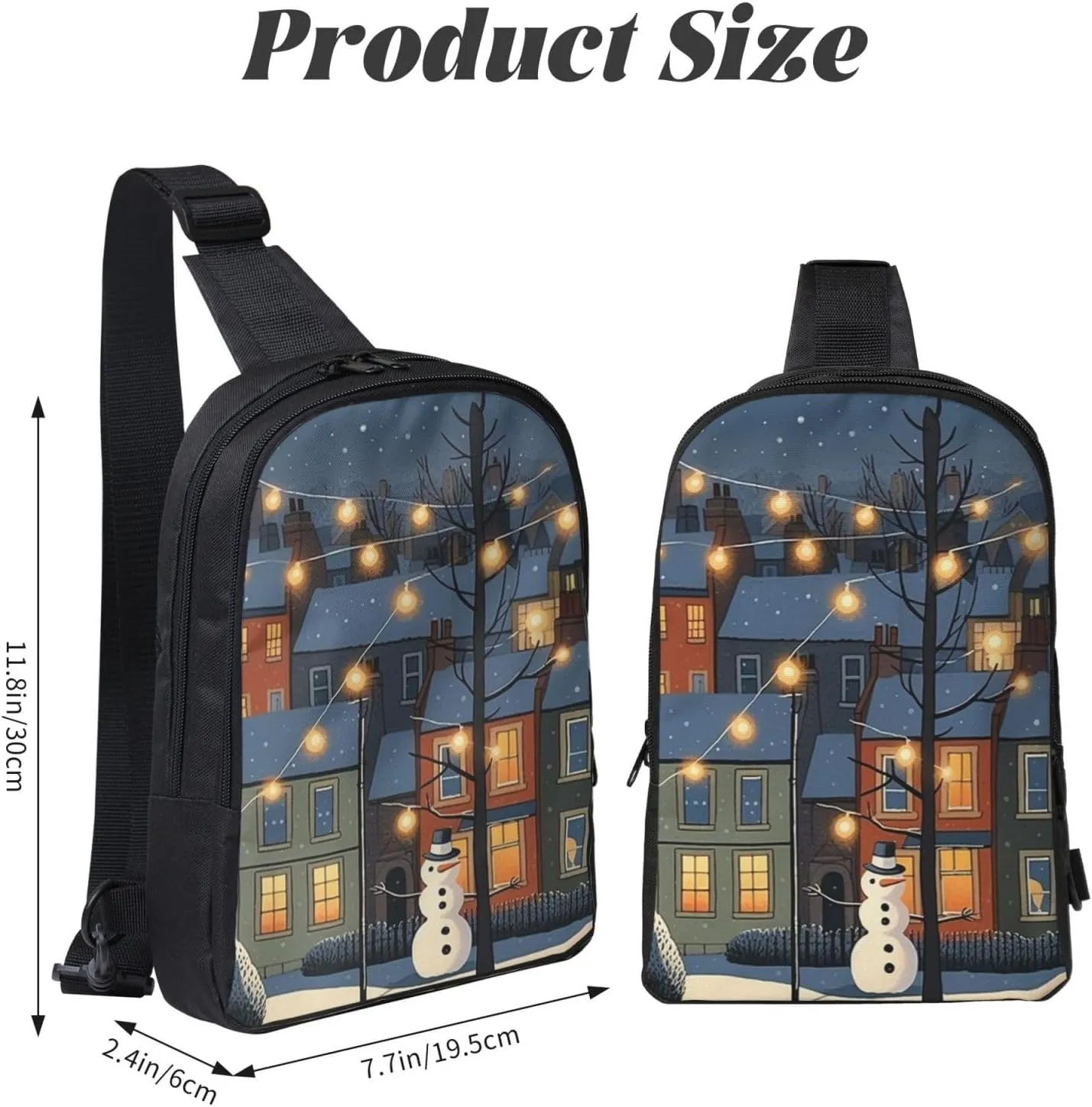 Sling Backpack Crossbody Sling Bag for Men Women Cross Chest Bag Clipart Snowman Shoulder Bag Travel Hiking Daypack