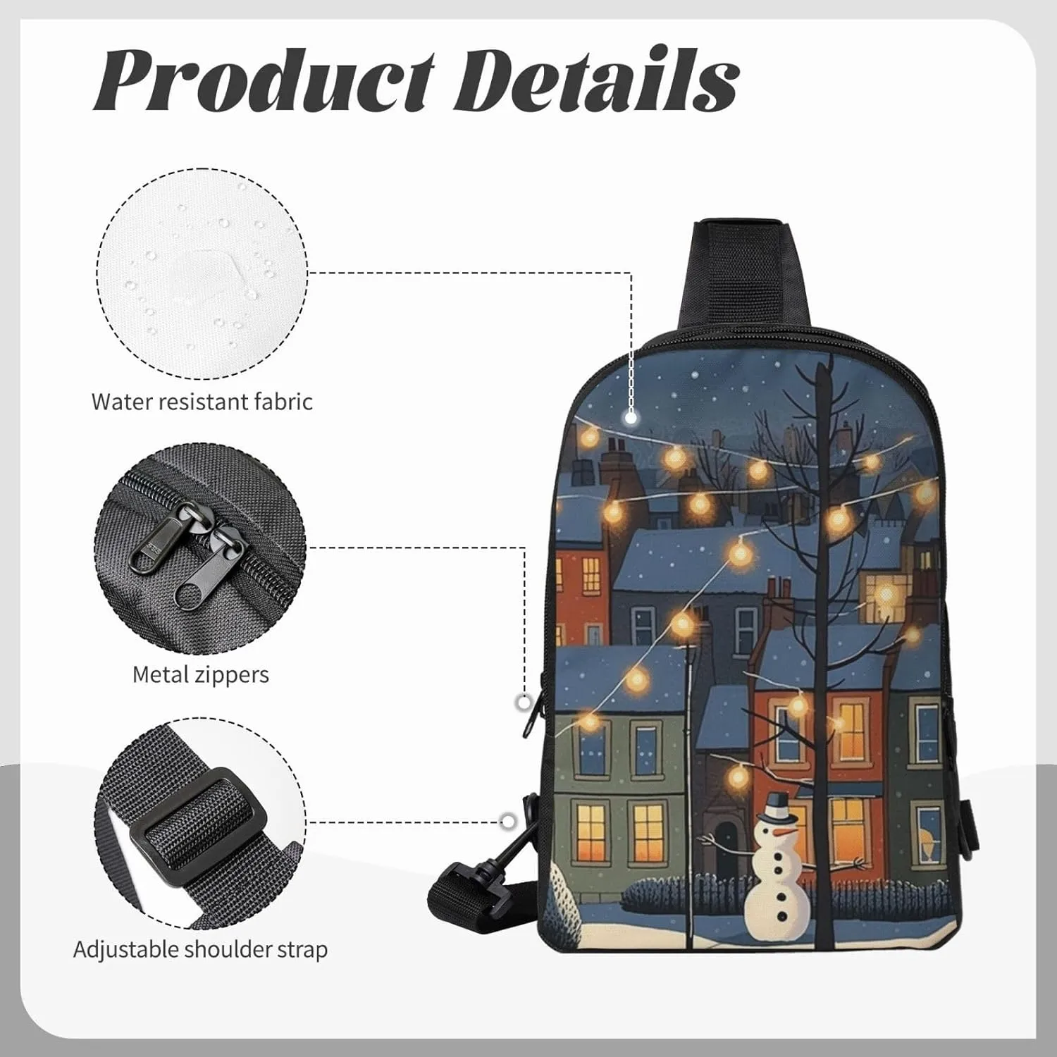 Sling Backpack Crossbody Sling Bag for Men Women Cross Chest Bag Clipart Snowman Shoulder Bag Travel Hiking Daypack