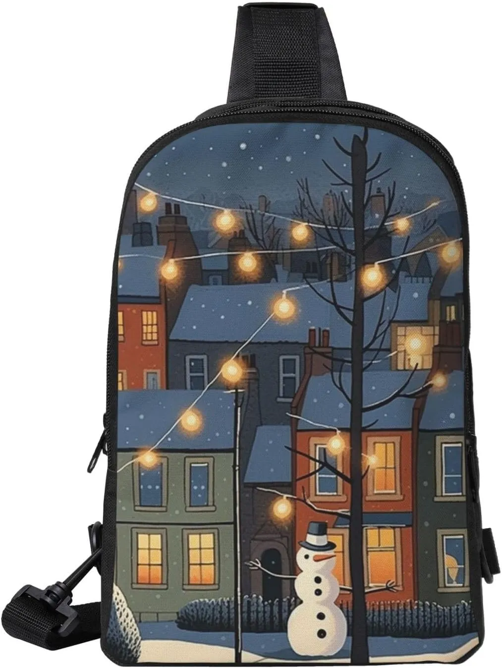 Sling Backpack Crossbody Sling Bag for Men Women Cross Chest Bag Clipart Snowman Shoulder Bag Travel Hiking Daypack