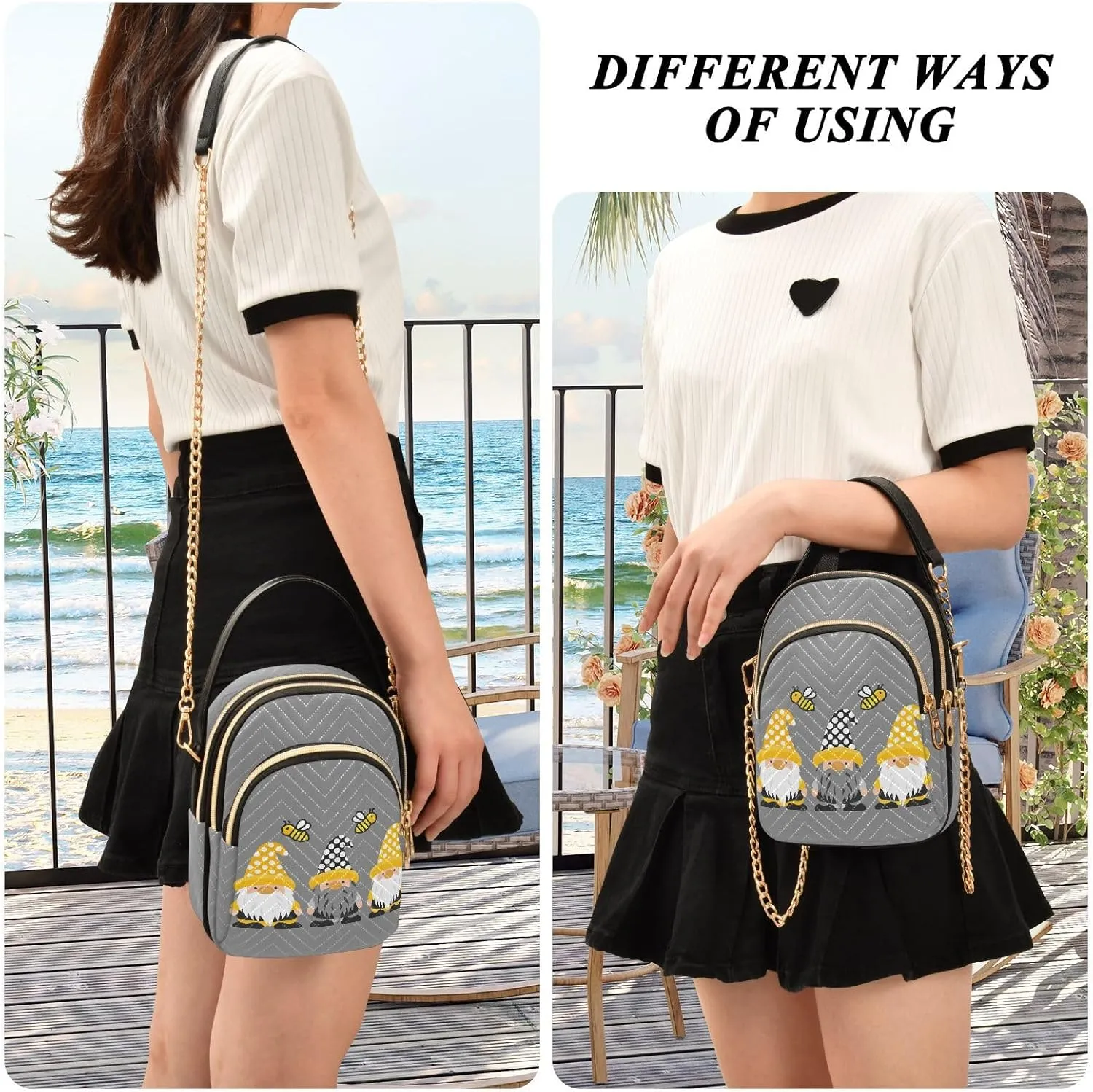 Small Cross body Bags for Women Quilted Crossbody Cell Phone Shoulder Purse Handbags Wallet Detachable Chain Bag