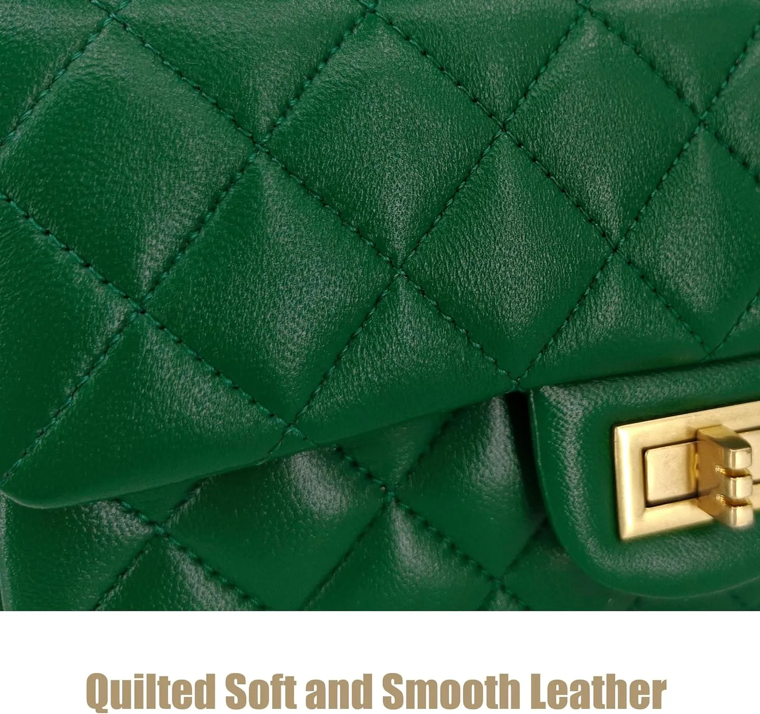 Small Quilted Crossbody Bags for Women, Genuine Leather Shoulder Bag w/Gold Chain Strap, Soft Mini Top Handle Flap Purse