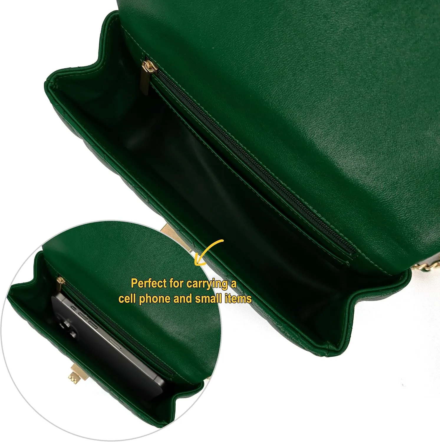 Small Quilted Crossbody Bags for Women, Genuine Leather Shoulder Bag w/Gold Chain Strap, Soft Mini Top Handle Flap Purse