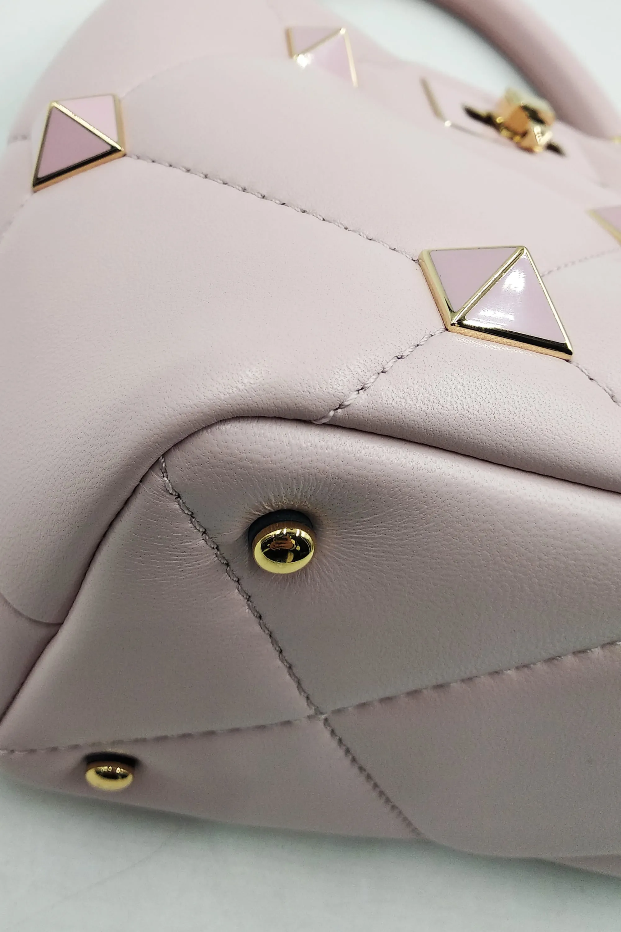 Small Roman Stud the Handle Bag Blush Pink