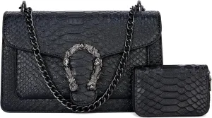 Snake Printed Crossbody Bags for Women - Clutch Shoulder Purses with Wallet Card Case Satchel Bag for Ladies
