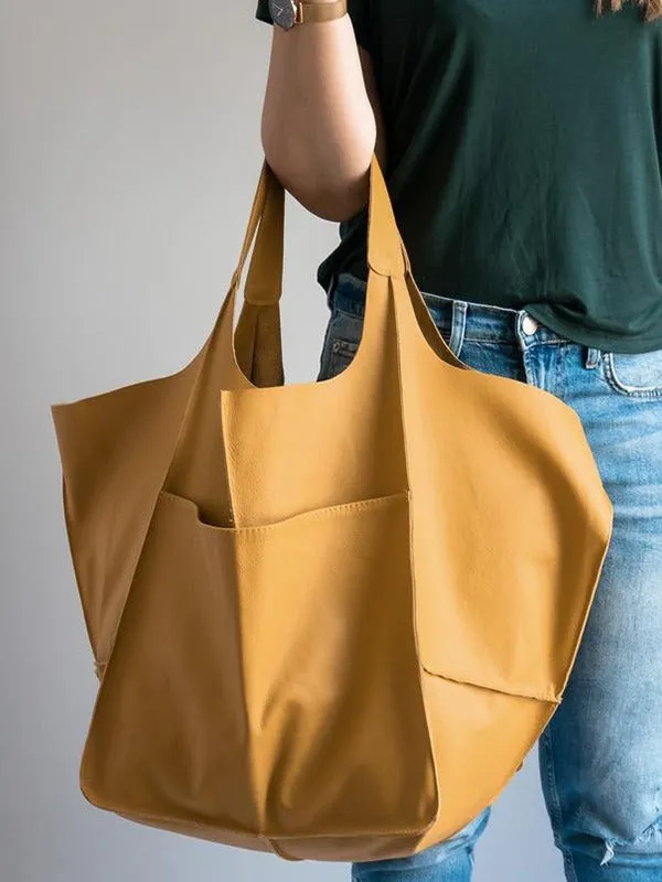 Soft Leather Large Capacity One-shoulder Tote Bag