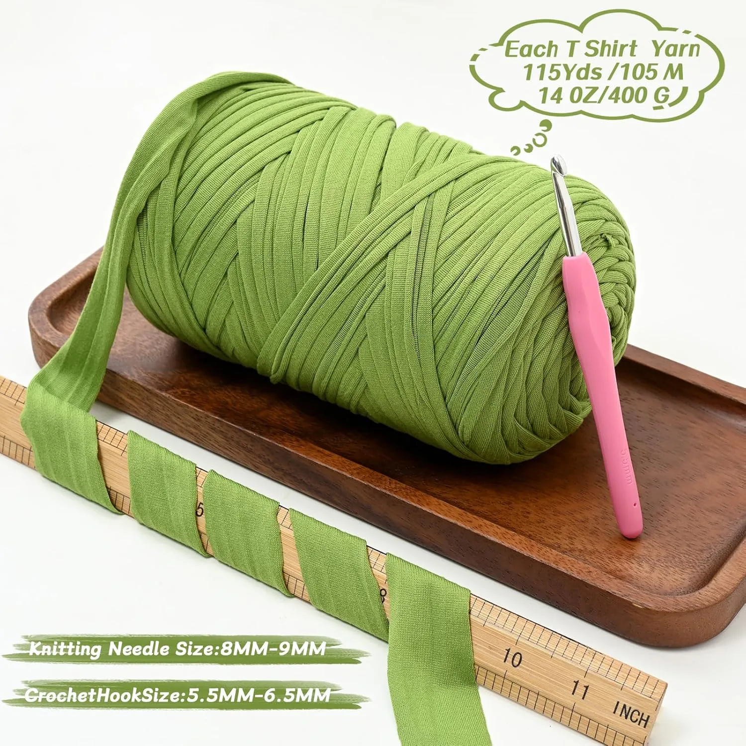 Soft Tshirt Crochet Yarn, 400g/114yds High Elastic Hand Knitting Yarn, Thick T Shirt Yarns for Crocheting Bags, Baskets, Cushions, DIY Crafts（Black）